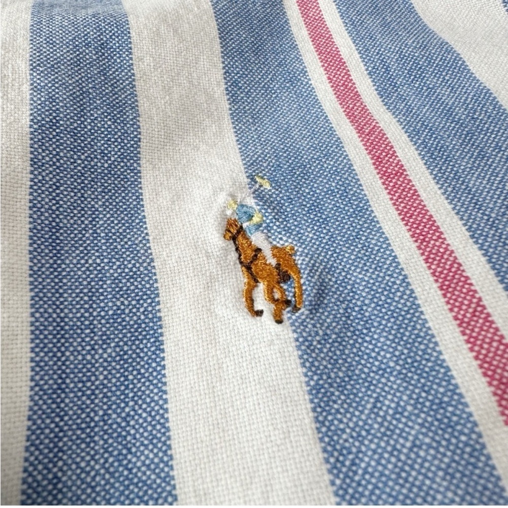 Ralph Lauren Men Stripe Blue White Oxford Button Down Long Sleeve Shirt - Picture 3 of 9